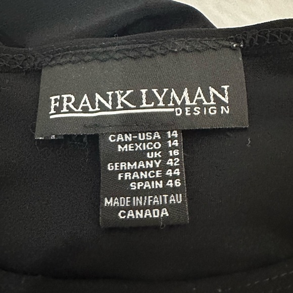 FRANK LYMAN Vintage Black Ruched Button Workwear Office Short Sleeve Size 14 - Picture 5 of 6